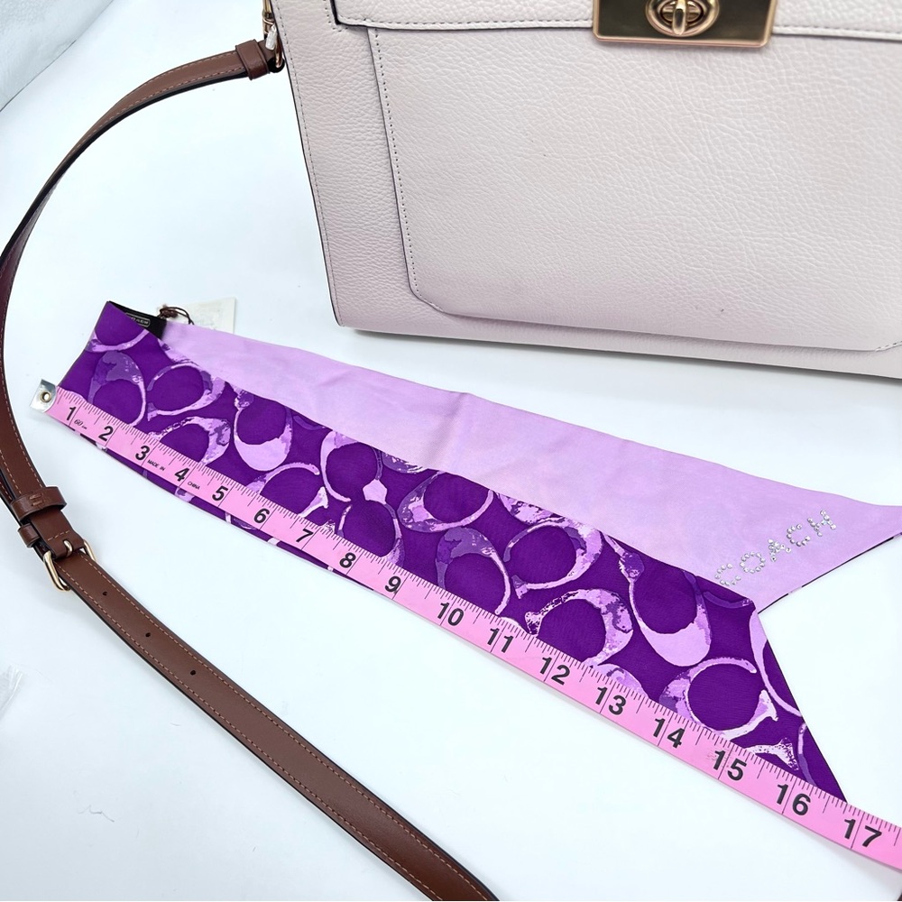 Coach Purple Signature Bag Scarf + Unbranded Crystal High Heel Bag Charm Set NEW - Picture 8 of 16